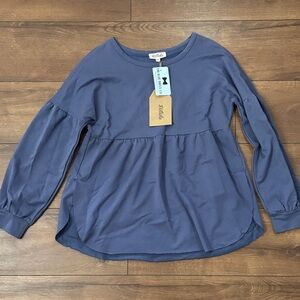 Listicle Blue Long Sleeve Blouse